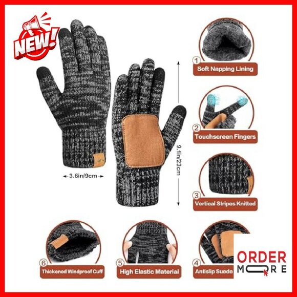 Unisex Winter Beanie Scarf Gloves Set Touchscreen Warm Cold Weather